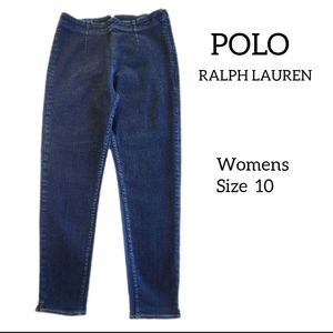 POLO RALPH LAUREN WOMENS SIDE ZIP  DENIM PANTS JEANS ANKLE SKINNY  SIZE 10